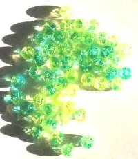 50 6mm Yellow and Aqua Crackle Beads